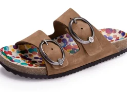 Andrea Conti Pantolette mit bunt bedrucktem Lederfußbett