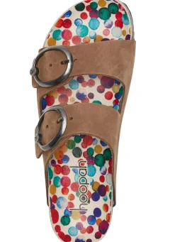 Andrea Conti Pantolette mit bunt bedrucktem Lederfußbett