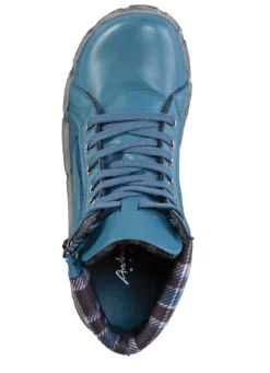 Andrea Conti Schnür-Bootie mit Schaftrand aus kariertem Textil