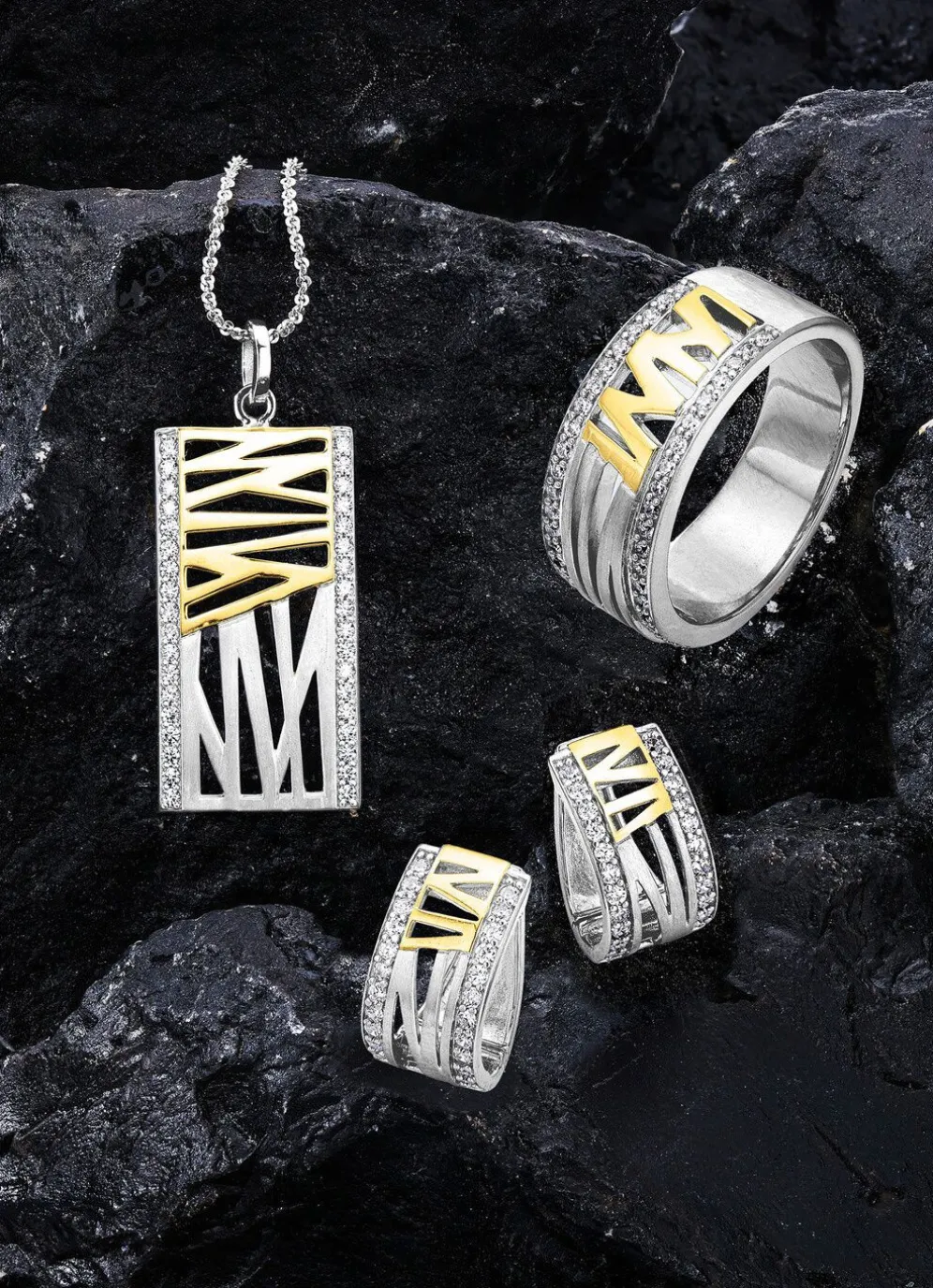 Anhänger in Bicolor mit synth. Zirkonia