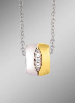 Anhänger in Bicolor mit synth. Zirkonia