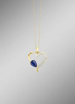Anhänger in Herzform mit echt Safir