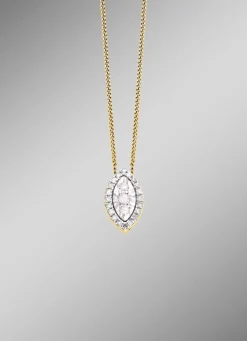 Anhänger mit 3 Brillanten, 20 Diamanten und Ankerkette