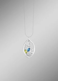 Anhänger mit Blautopas, beh., echt Peridot und synth. Zirkonia