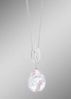 Anhänger mit Keshi-Perlen und synth. Zirkonia