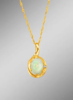 Anhänger mit Singapurkette, echt Opal und synth. Zirkonia