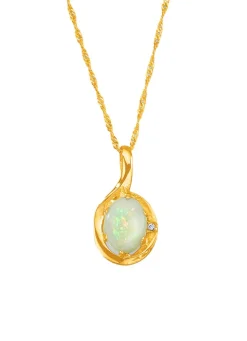 Anhänger mit Singapurkette, echt Opal und synth. Zirkonia