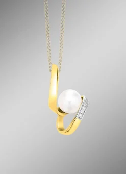 Anhänger mit Süßwasser-Zuchtperle und synth. Zirkonia