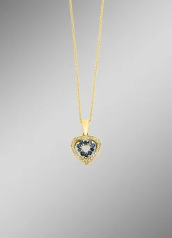 Anhänger mit synth. Zirkonia und blauen Schmucksteinen