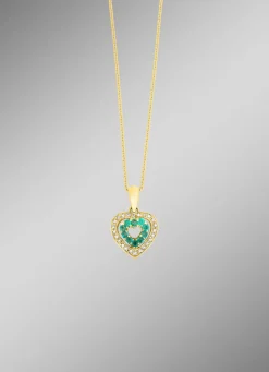 Anhänger mit synth. Zirkonia und grünen Schmucksteinen