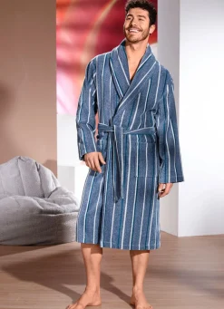 Bademantel mit Streifen-Dessin