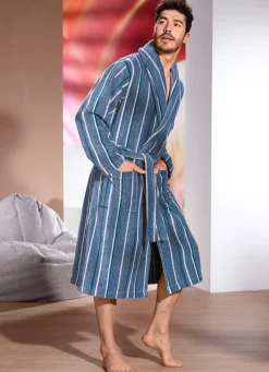 Bademantel mit Streifen-Dessin