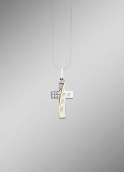 Beliebter Kreuz-Anhänger mit synth. Zirkonia