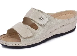 Bequeme Damen-Pantoletten, Weite G, mit Klettverschluss