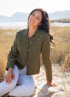 Bestickte Jeansjacke