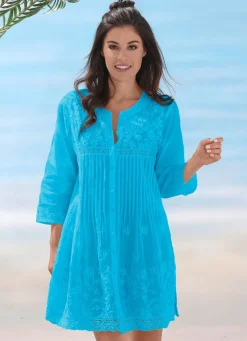 Bestickte Tunika aus reiner Baumwolle