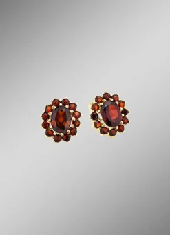 Blütenförmige Ohrstecker mit Granat