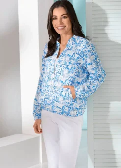 Blusenjacke mit gesmokten Abschlüssen