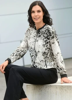 Blusenjacke mit schwarzem Rippenstrick