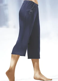 Caprihose mit dekorativer Schmucksteinzier