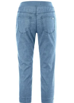 Caprijeans mit Strasssteinchenzier