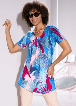 Charmantes Longshirt mit Allover-Dessin in 3 Farben