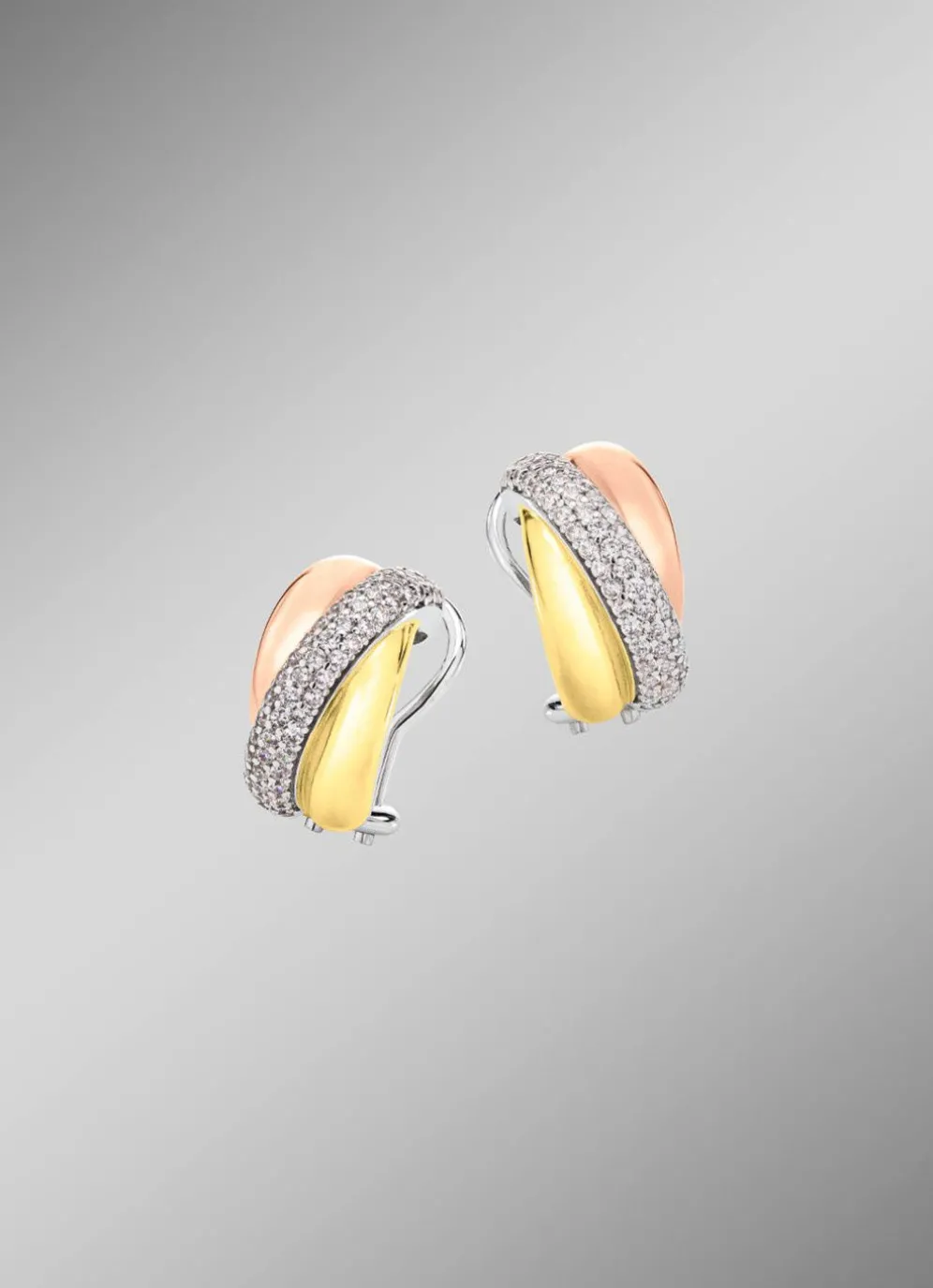 Clipstecker in Tricolor mit synth. Zirkonia