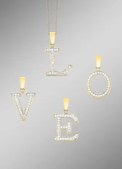 Damen-Buchstabenanhänger aus 375er Gold mit Zirkonia