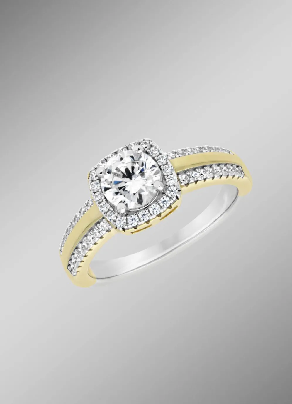 Damenring im Bicolor-Design mit synth. Zirkonia