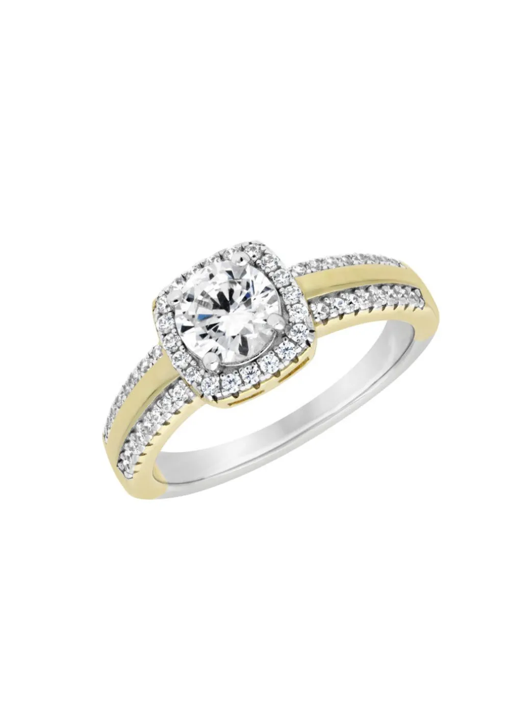 Damenring im Bicolor-Design mit synth. Zirkonia