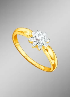 Damenring mit Brillant und Diamanten