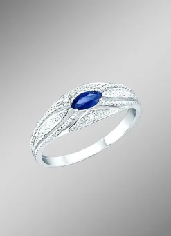 Damenring mit Brillanten und echt blauem Safir