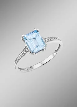 Damenring mit Brillanten und Blautopas