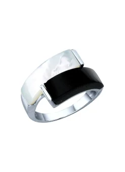 Damenring mit echt Onyx und echt Perlmutt