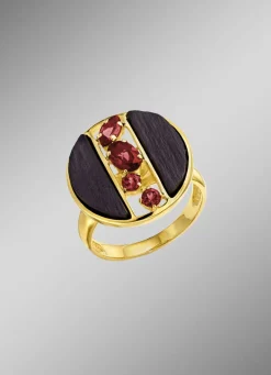 Damenring mit echt Rhodolith und Schiefer