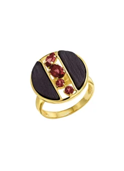 Damenring mit echt Rhodolith und Schiefer