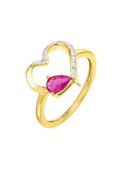Damenring mit echt Rubin im herzförmigen Ringkopf