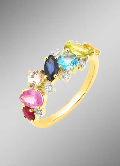 Damenring mit echten Edelsteinen