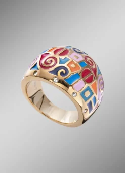 Damenring mit Mosaikmuster und Kristallen