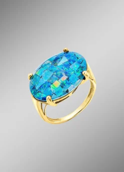 Damenring mit Mosaik-Triplette, beh.