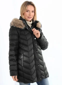 Daunenjacke mit abnehmbarer Kapuze