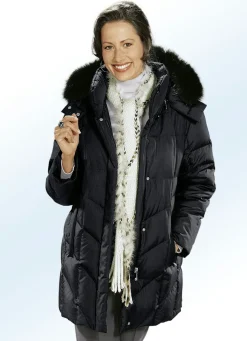 Daunenjacke mit abnehmbarem Kunstpelz-Besatz an der Kapuze