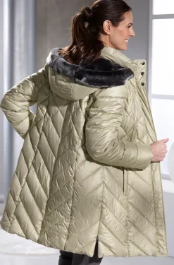 Daunen-Kurzmantel mit abnehmbarer Kapuze