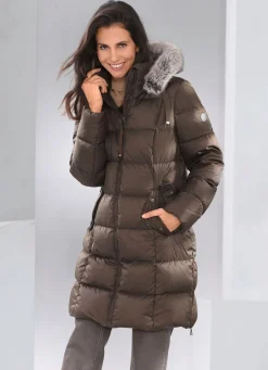 Daunen-Kurzmantel mit abnehmbarer Kapuze