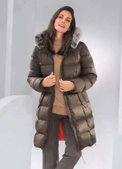Daunen-Kurzmantel mit abnehmbarer Kapuze