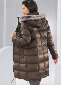 Daunen-Kurzmantel mit abnehmbarer Kapuze