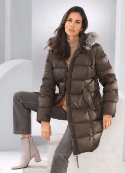 Daunen-Kurzmantel mit abnehmbarer Kapuze