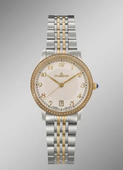 Dugena-Quartz-Damenuhr mit Edelstahlbandgehäuse