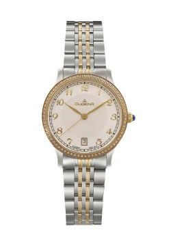 Dugena-Quartz-Damenuhr mit Edelstahlbandgehäuse