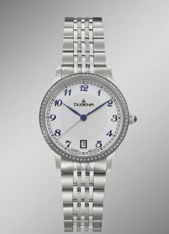 Dugena-Quartz-Damenuhr mit Edelstahlbandgehäuse